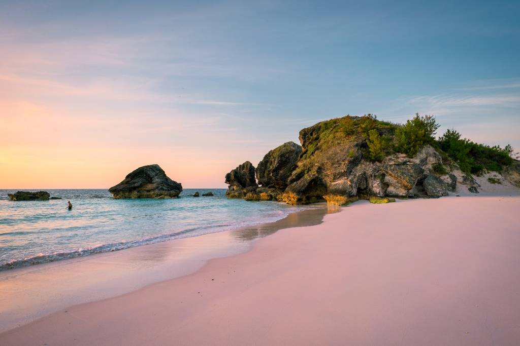 Pink-sand beach in Bermuda