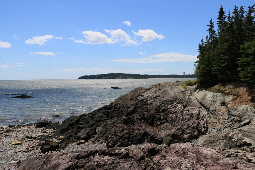 Rocky Bay of Fundy coastline at Irving Nature Park near Saint John, New Brunswick